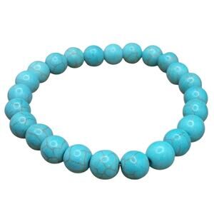 Turquoise Howlite Beaded Bracelet Artisan Gemstone Stretchy Unisex Stackable NEW
